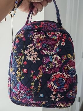 Vera Bradley Navy Floral Quilted Mini Bag with Multicolor Blooms